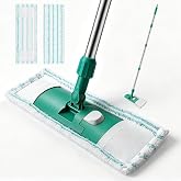 EZKEY Microfiber Mops for Floor Cleaning Floor Flat Mop for Hardwood Green | Wet Dry Mop with 2 Washable Pads, 56.8" Adjustable Handle for Laminate, Tile, Wood &amp; Vinyl Floors for Home Kitchen Bathroom
