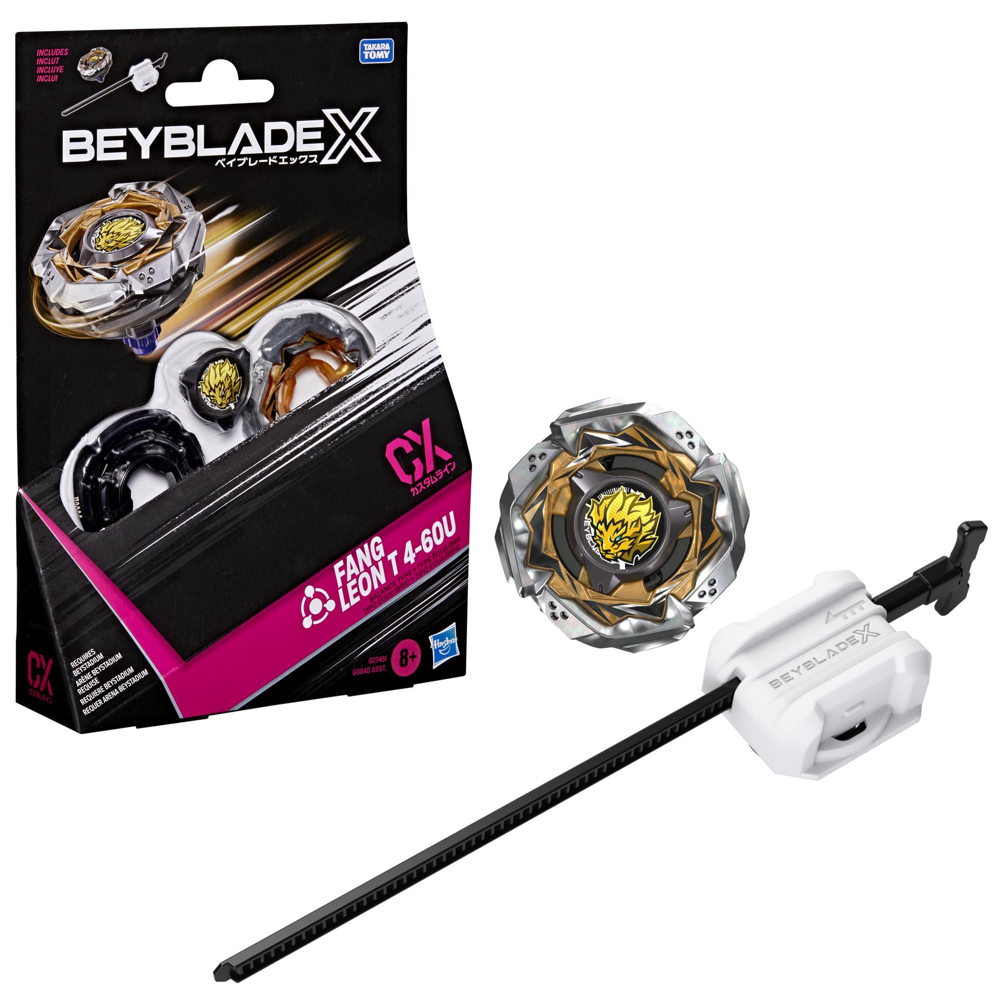 Beyblade X Fang Leon T 4-60U CX Starter Pack Set, Takara Tomy Balance Type Top and Launcher, Battling Tops Game Toys, Ages 8+