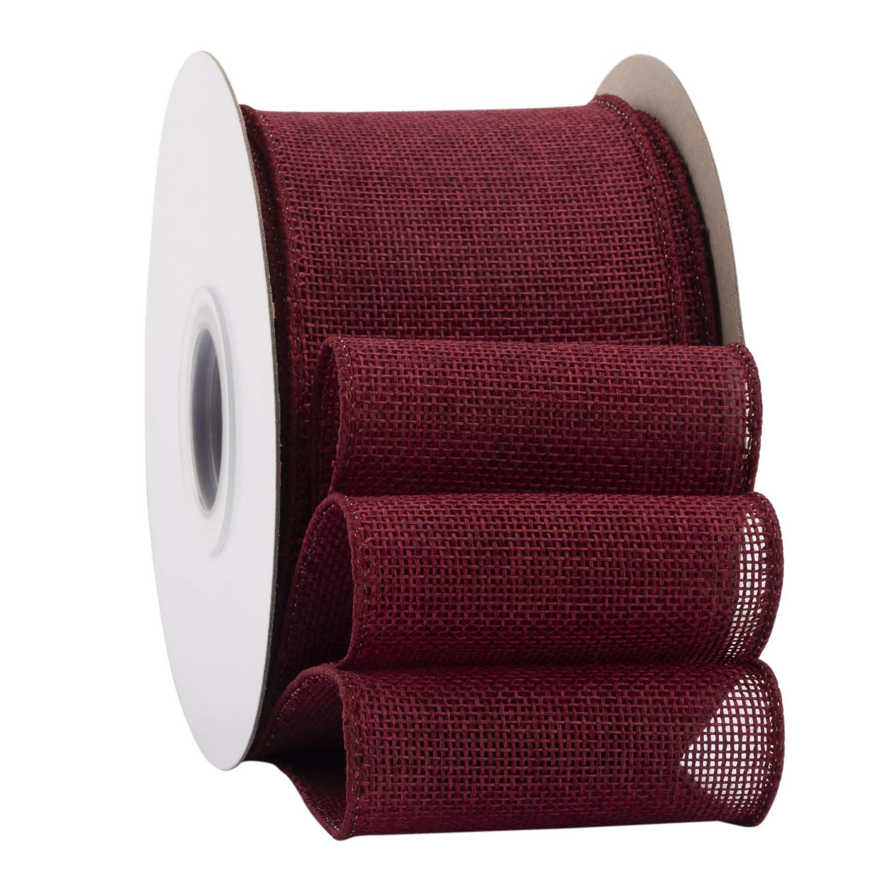 Ribbonitlux Burgundy Burlap Wired Ribbon, 75mm x 18 Meters, Wired Edge Burlap Ribbon for Gift Wrapping, Big Bow, Wreath, and Christmas Tree Decoration