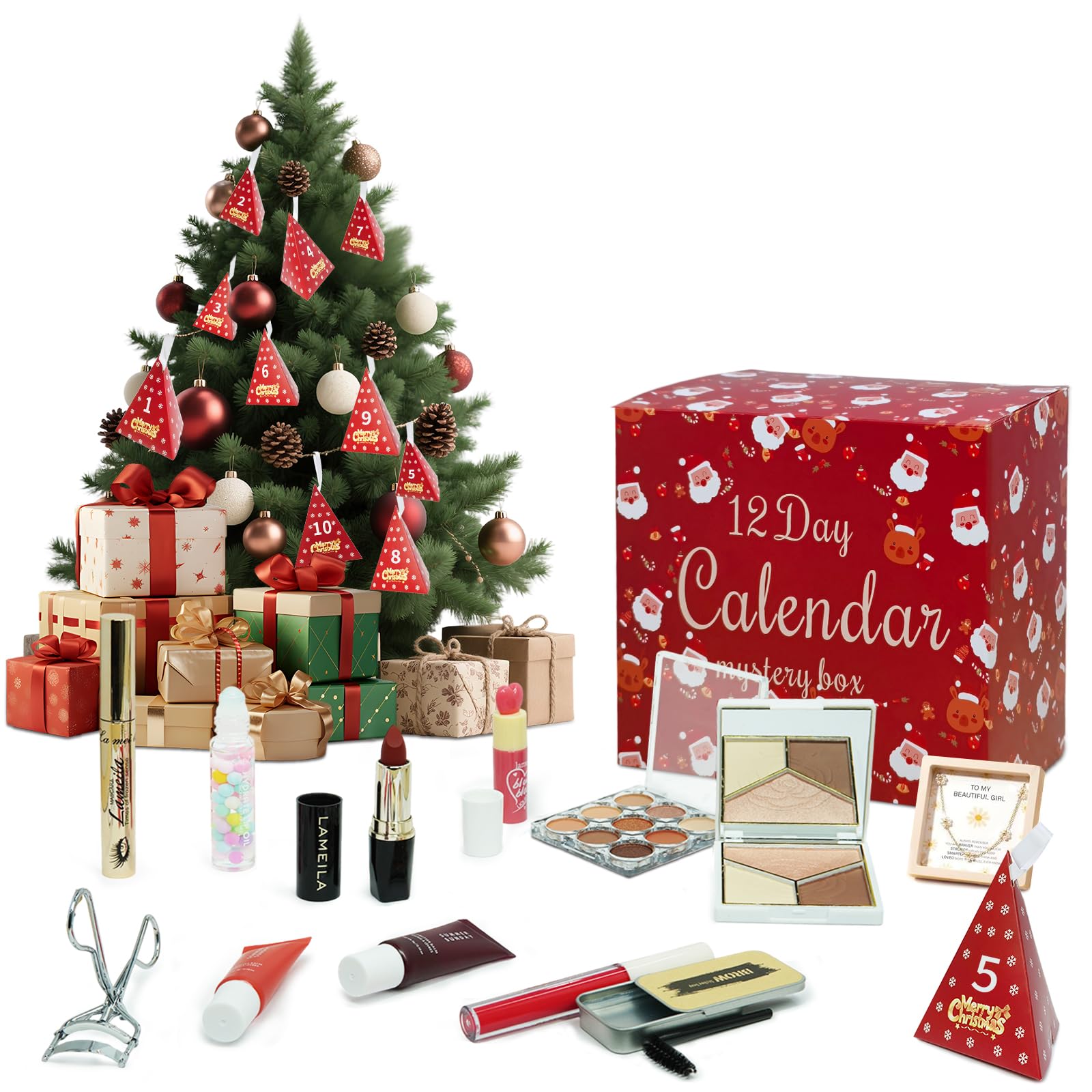 Photo 1 of **PACKAGE IS DAMAGED/PRODUCTS UNOPENED***Makeup Advent Calendar 2025 for Kids,12 Days Christmas Makeup Kit Boxed Makeup Gift Set, Advent Calendars Christmas, Daughters makeup set and Girls Xmas Gift(AA01)