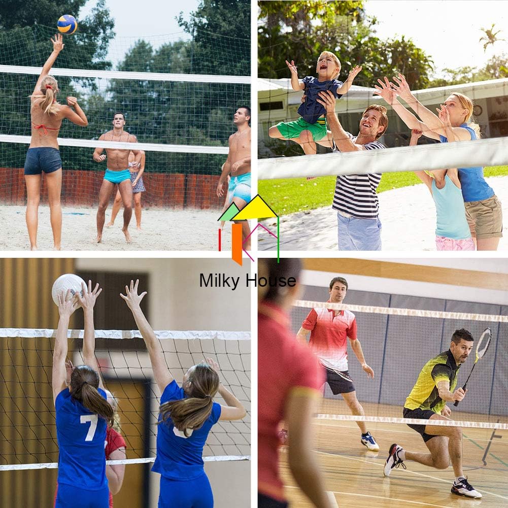 Milky House Volleyball Nets Volleyball Replacement Net for Outdoor or Indoor Sports Backyard Schoolyard Pool Beach (32 FT x 3 FT) Portable Outdoor Volleyball Net, Poles Not Included : Sports & Outdoors