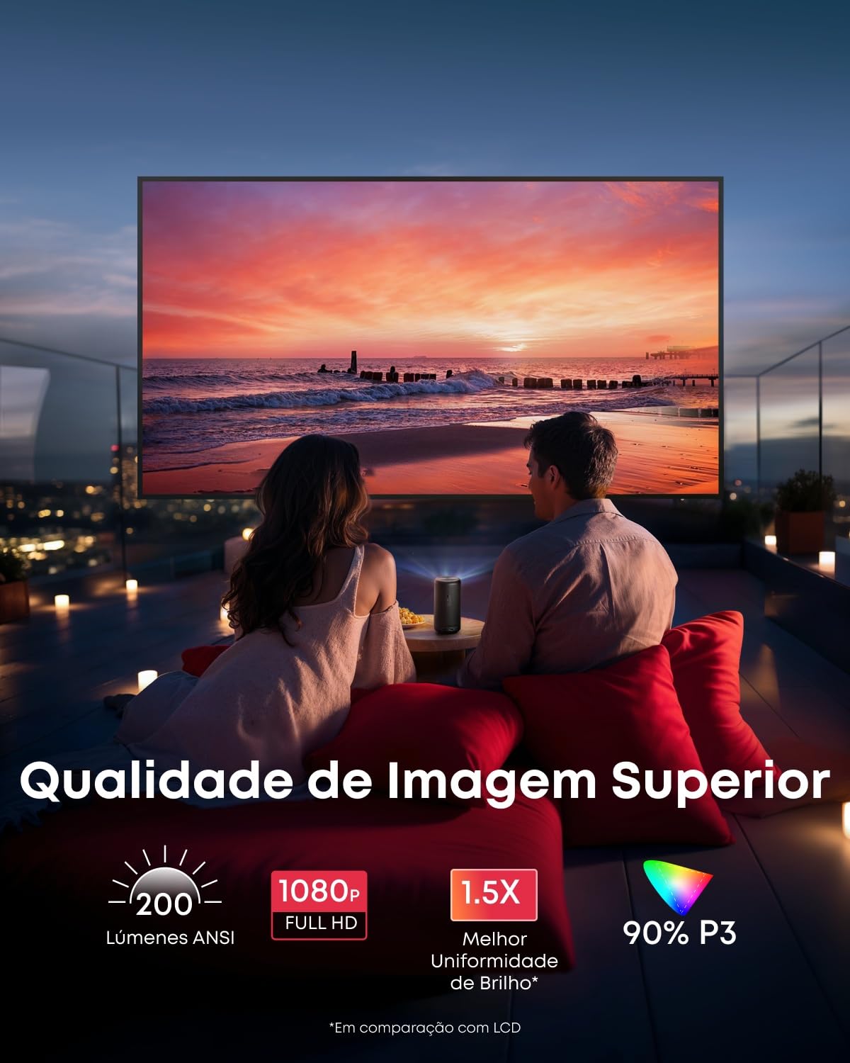 Nebula Capsule3 Mini Beamer, Smart Projektor, 1080p, WLAN, 200 ANSI-Lumen, Tragbarer Beamer, mit GTV, Netflix Vorinstalliert, Dolby Digital, 120-Zoll Bild,integrierter Akku, 2,5 Stunden Spielzeit 3