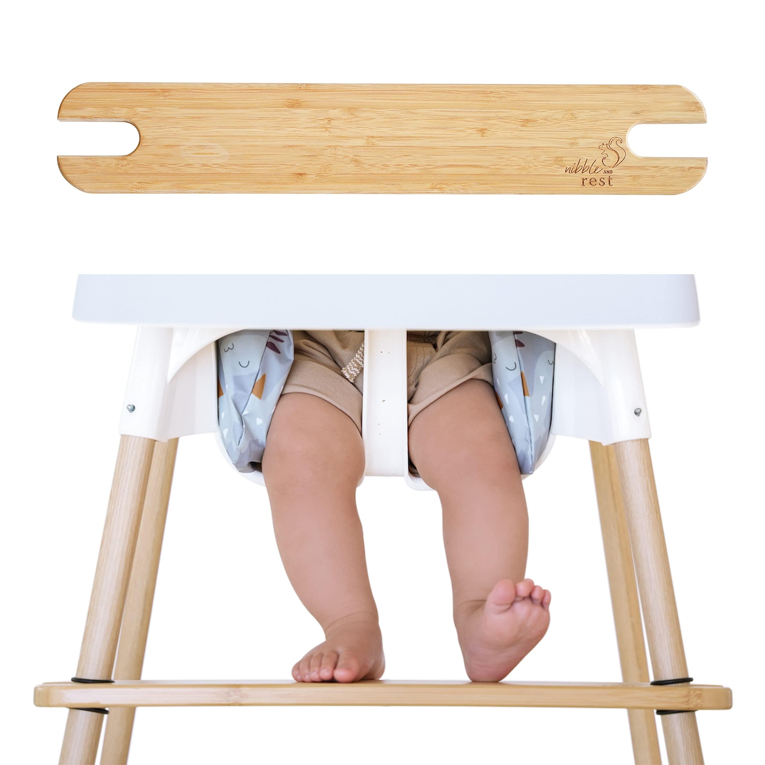 Photo 1 of **MISSING O-RINGS**Nibble and Rest Woodsi Footsi Highchair Footrest for IKEA Antilop, Bamboo Wooden Footrest, Height Adjustable, High Chair Accessories,Suitable Footstool with Rounded Corners