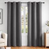Deconovo Eyelet Blackout Curtains 2 Panels Grey Thermal Insulated 42x84 in