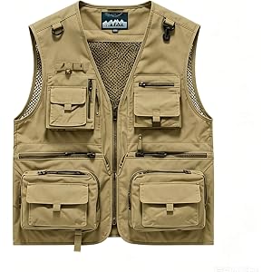 jijingtansuo Outdoor Utility Vest for Men & Women, Lightweight Breathable Mesh Vest with Multiple Pockets for Fishing, Photog