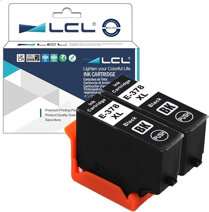 LCL 378XL Ink Cartridge 2 Black for Epson Expression Photo XP-15000 XP-8600