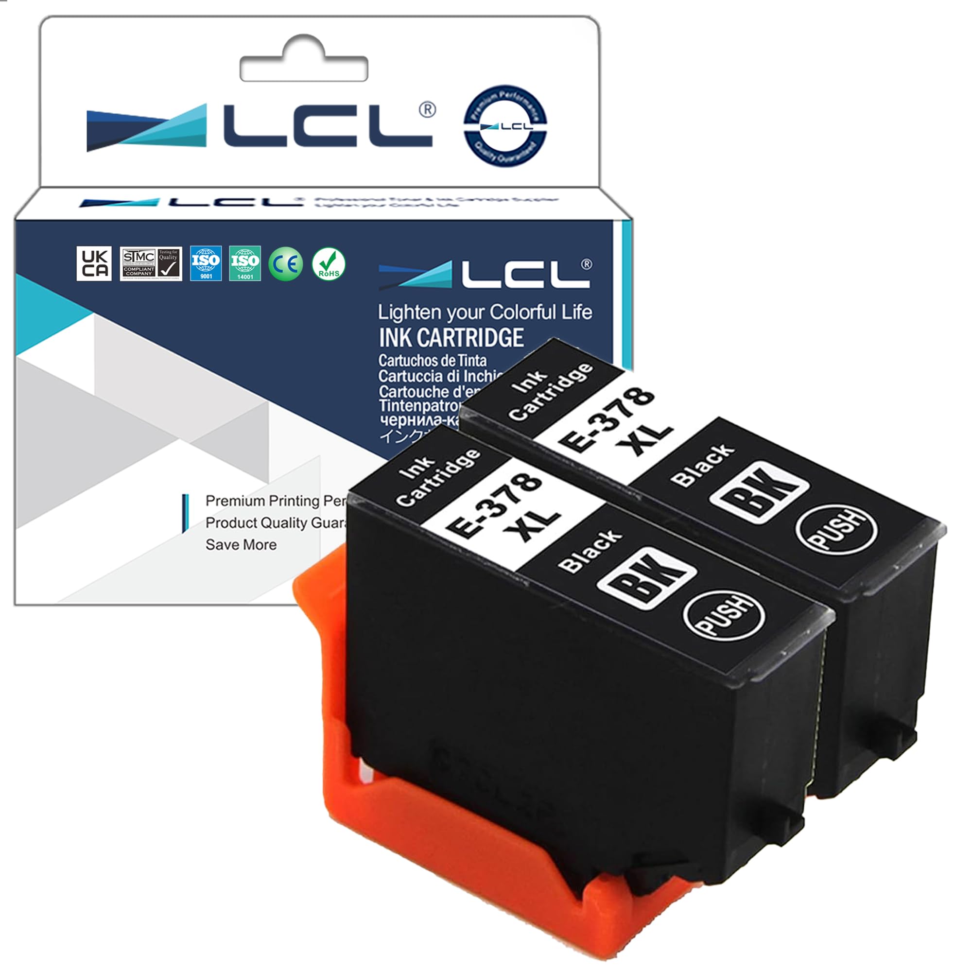 LCL Compatible Ink Cartridge 378XL C13T37914010 (2 BLACK) Replacement for Epson Expression Photo XP-8500 XP-8505 HD XP-15000 XP-8600 XP-8000 XP-8005