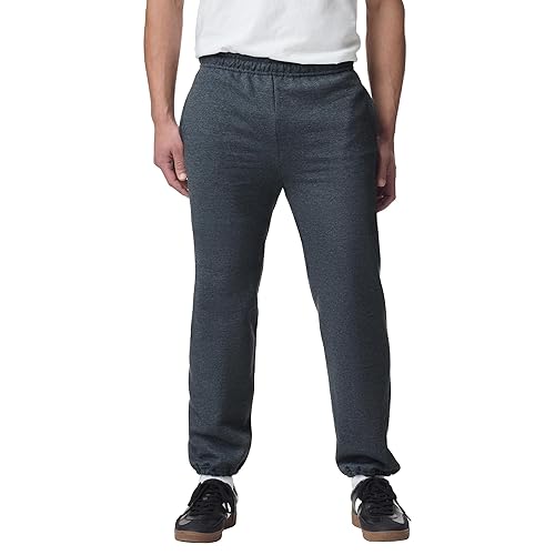 Gildan mens Fleece Elastic Bottom Sweatpants With Pockets, Style G18100 Pants, Dark Heather, XX-Large US