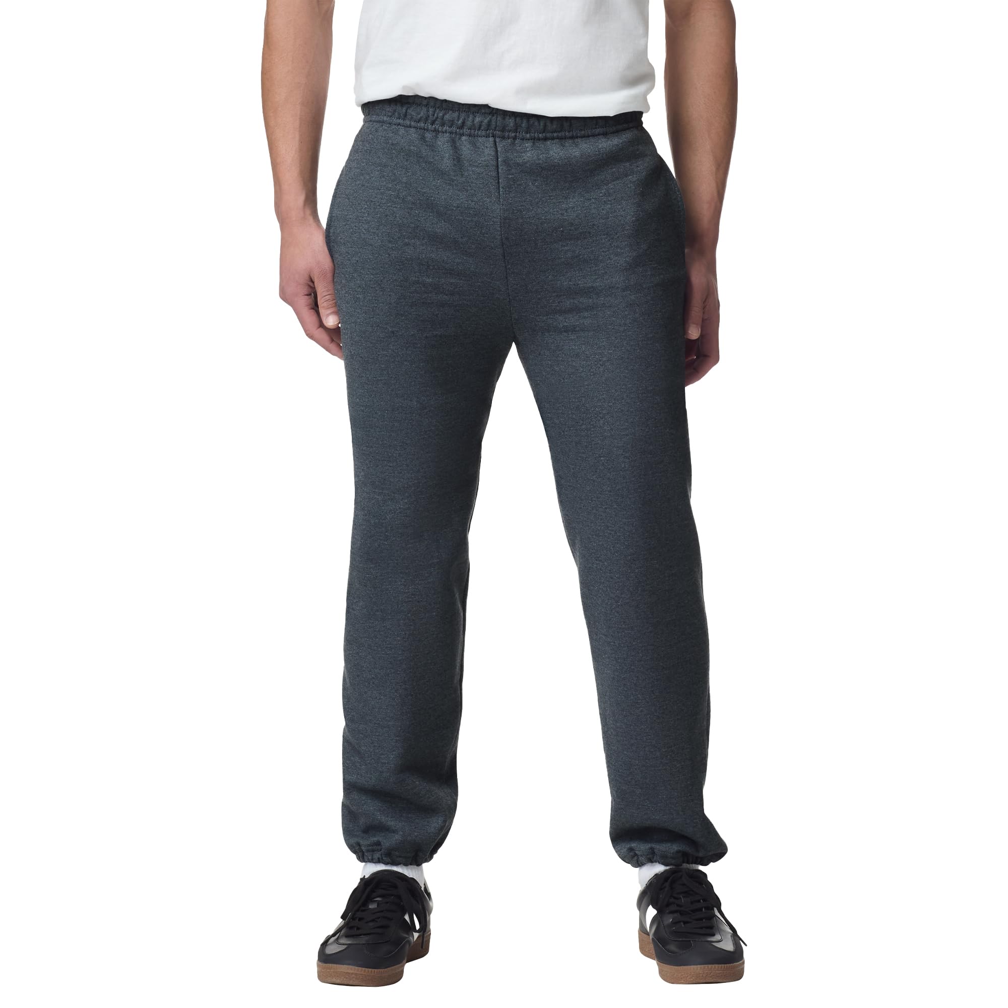 Photo 1 of Gildan Men's Fleece Elastic Bottom Sweatpants with Pockets, Style G18100, Dark Heather, X-Large