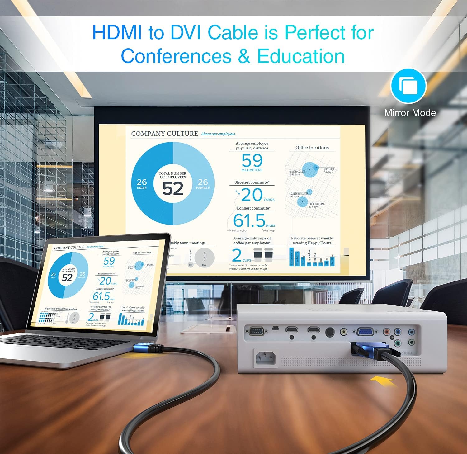 BlueRigger HDMI to DVI Adapter Cable (6.6 Feet, Bi-Directional Monitor Cable, DVI-D 24+1, High-Speed, Male to Male): Camera & Photo