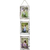 THKRLOF 4x6 Picture Frames Collage, Real Glass Wooden Vertical Hanging 3 Opening 4 by 6 Photo Frame, Distressed White, 1 Pack