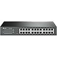 TP-Link 24 Port Gigabit Switch Easy Smart Managed Plug & Play Desktop/Rackmount Sturdy Metal w/ Shielded Ports Support QoS, Vlan, IGMP & LAG (TL-SG1024DE),Black