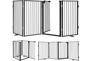 Snagle Paw Metal Freestanding Dog Gate, Indoor Pet Gate with Automatic Lock Door for Stairs, Hallways and Doorways, Portable 