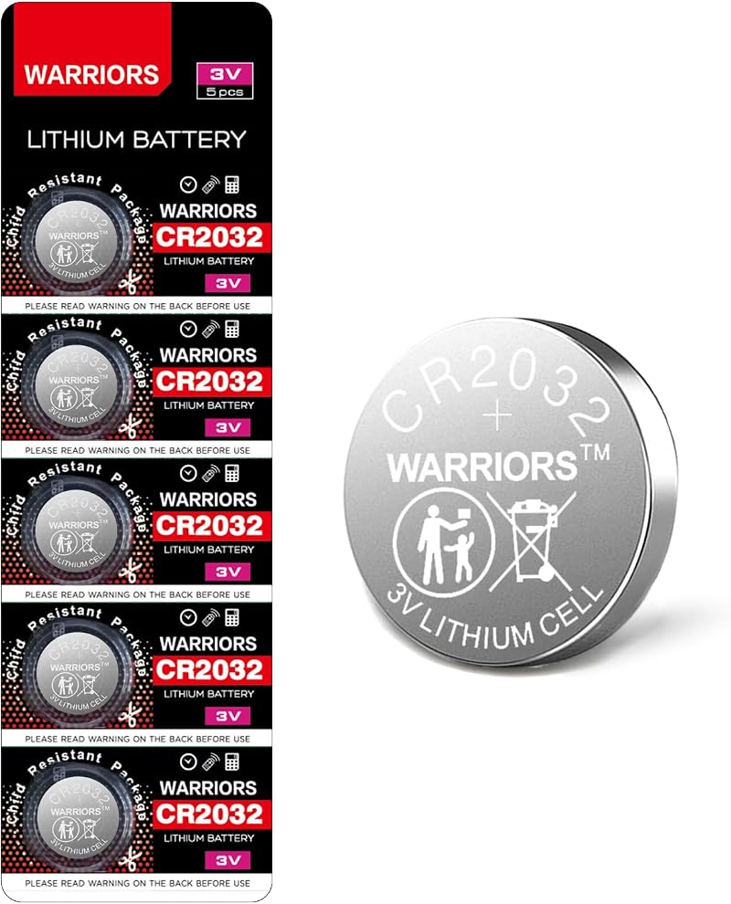 Warriors 5X CR2032 Batteries 3V 240mAH Lithium Coin Cell Child Resistant Pack