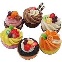 Amazon.com: 6 Mix Dessert Cupcake Dollhouse Miniature,Tiny Cake ...