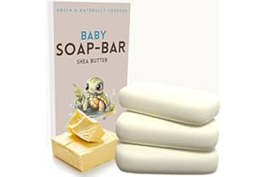 KELEBS Hypoallergenic Organic Baby Soap Bar - Shea Butter - Moisturizing Body Wash For Sensitive Skin - 3 PCS