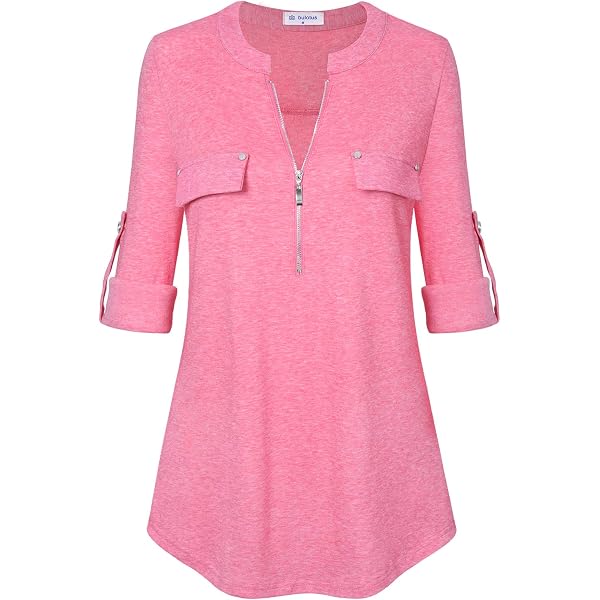 Ficerd Women's 3/4 Bell Sleeve Tops Crew Neck Summer Pleated...