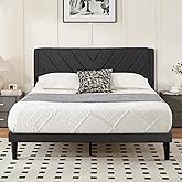Queen Bed Frame with Headboard, Bed Frame Queen Size with Sturdy Wooden Slats Support, Platform Bed Frame with Velvet Upholstered Headboard, Mattress Foundation, Easy Assembly, No Box Spring Needed