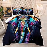 AUCOOMA King Comforter, Painted Elephant Beautiful Bedding Comforter Sets, 3 Pieces, 1 Soft Painted Elephant Beautiful Comforter and 2 Pillow Shams