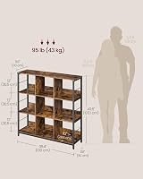 VASAGLE 3-Tier Ladder Shelf Bookcase Rustic Brown Black LLS112B01 33 x 100 x view 7