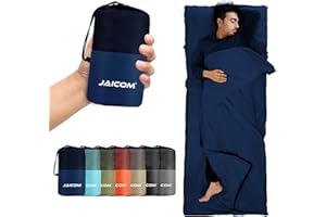 JAICOM Sleeping Bag Liner, Sleep Sack Travel Sheets, Two-Way-Zipper Expose Feet Separately, Lightweight for Single, Backpacking,Hotels & Hostels, Camping, Travel, Business