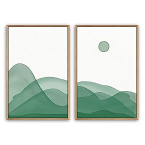 SIGNWIN Framed Canvas Print Wall Art Monochromatic Green...