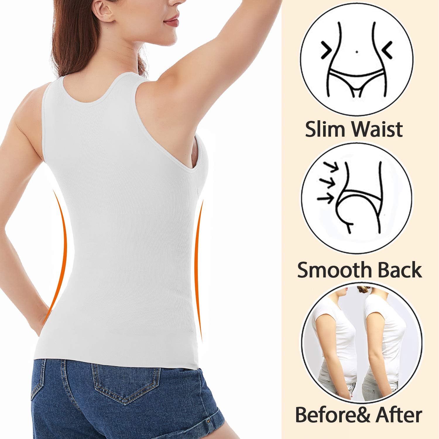 Womens Slimming Tank Tops with Built in Bra Tummy Control Shapewear Cami Seamless Body Shaper Compression Top at  Women’s Clothing store