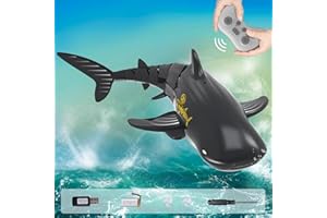 Hiitytin Remote Control Shark Toy 1:18 Scale RC Shark with Light & Spray Water Remote Control Shark for Water Outdoor RC Boat Gift for Kids Age 6+ Year Old Boys & Girls