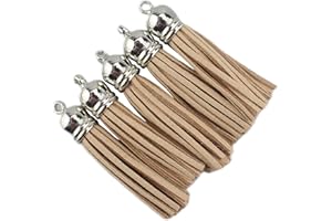 QIANHAILIZZ 30 Silver CCB 2-1/4 Inch Faux Suede Tassel Charm Keychain Cellphone Straps Z58