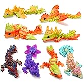 GHIAKQYT 8PCS 3D Printed Dragon Toys,Articulated Dragon,3D Fidget Toy,Flexible Desk Pets,3-D Printed Animals Toys Gift for Kids Adult Home Office Decor