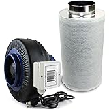 VenTech VT IF6+CF6 IF6CF620 Inline Duct Fan with Virgin Charcoal Carbon Filter Combo, 440 CFM, 6"