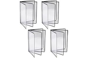 QNTCCX 4PCS Menu Covers 8.5 x 11inch - 4-Page 8-View Transparent Restaurant Menu Covers with Clear Protective Film Menu Holders for A4 Size Paper