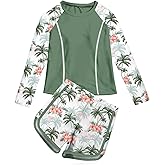 Vogseek Girls Rash Guard Swimsuits 2 Piece Bathing Suit UPF 50+ Summer Swimwear Size 7-12T