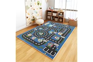 BYINGWD Analog ABC Kids Rug Playroom Car Rug Play Mat City Life Road Rug for Cars Fun City Map for Carpet for Bedroom Boys (39 * 59 inches, Hope City)