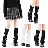 Fingertip WD Leg Warmers for Women Girls 3 Pairs Y2k Knit Leg Warmer Winter with Sequin, Kawaii Long Knit Socks Goth Harajuku Y2k Accessories