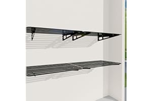 ZOFFYFABRIZIO 4-Pack 2x4ft Garage Shelving Wall Mounted, 4 ShelfTotal 16 ft(L) Garage Wall Storage, Heavy-Duty Storage Shelves, perfect for holding storage bins, boxes, sporting goods, tools, and more. Space-Saving