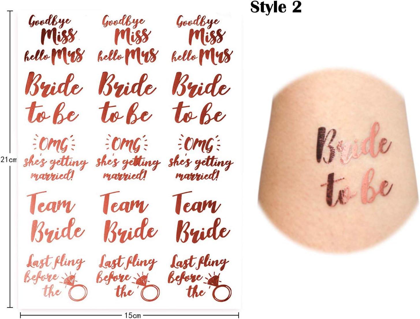 Team Bride Tattoos- Hen Party Tattoos Bride To Be Team Bride Tribe Squad Tattoos Bridal Temporary Tattoos Transfers Rose Gold Women Girls Hen Do Night Accessories Bchelorette Party Decoration,8 Sheets - Image 4