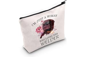 LEVLO I'm Just A Women Who Loves Her Welder Cosmetic Make Up Bag For Welder Wife,Welder Mom,Welder Girlfriend,Welder Sister, Welder Pride Life Inspired Gift (Loves Her Welde)