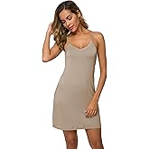 AUHEGN Women's Basic Adjustable Spaghetti Strap Cami Slip Mini Dress