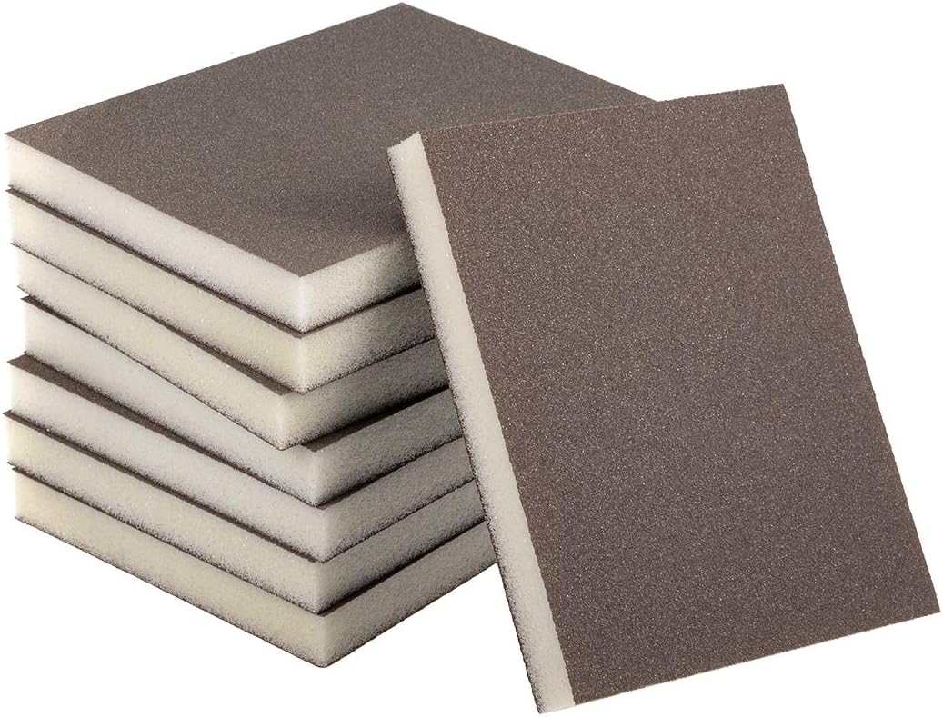 sourcing map Sanding Sponge Blocks 120-Grits Medium Grit Sand Block Pad for Kitchen Metal/Drywall/Wood 8pcs