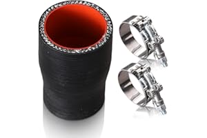 BEIJIULI 2.0" to 3.0" ID Straight Silicone Reducer Coupler Hose with Stainless T-Bolt Clamp,4 Layers Reinforced,Thickness(5mm),Leg Length 3 inch Intake Turbo Piping Intercooler Coupler Silicone Hose