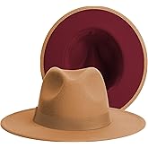 SAJUZEN Womens & Mens Fedora Hats, Wide Brim Fedora Hats for Women Men