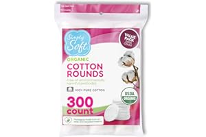 MEDLINE Simply Soft Premium Organic Cotton Rounds, 100 Count (Pack of 3), 100% Cotton Pads, Certified Organic, Hypoallergenic, Soft & Absorbent for Beauty, Cosmetics, Skin Care, Lint Free