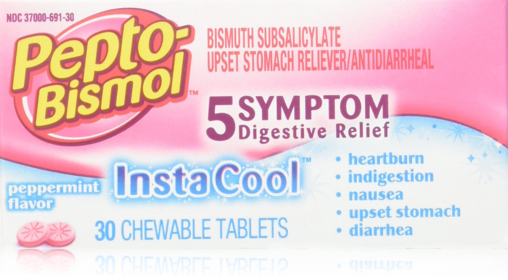 Pepto-bismol instacool chewable tablets peppermint flavor - 30 ct (301490336908)