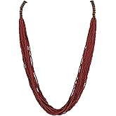 Bocar Long Multiple Row Handmade Beaded Statement 33" Necklace for Women with Gift Box