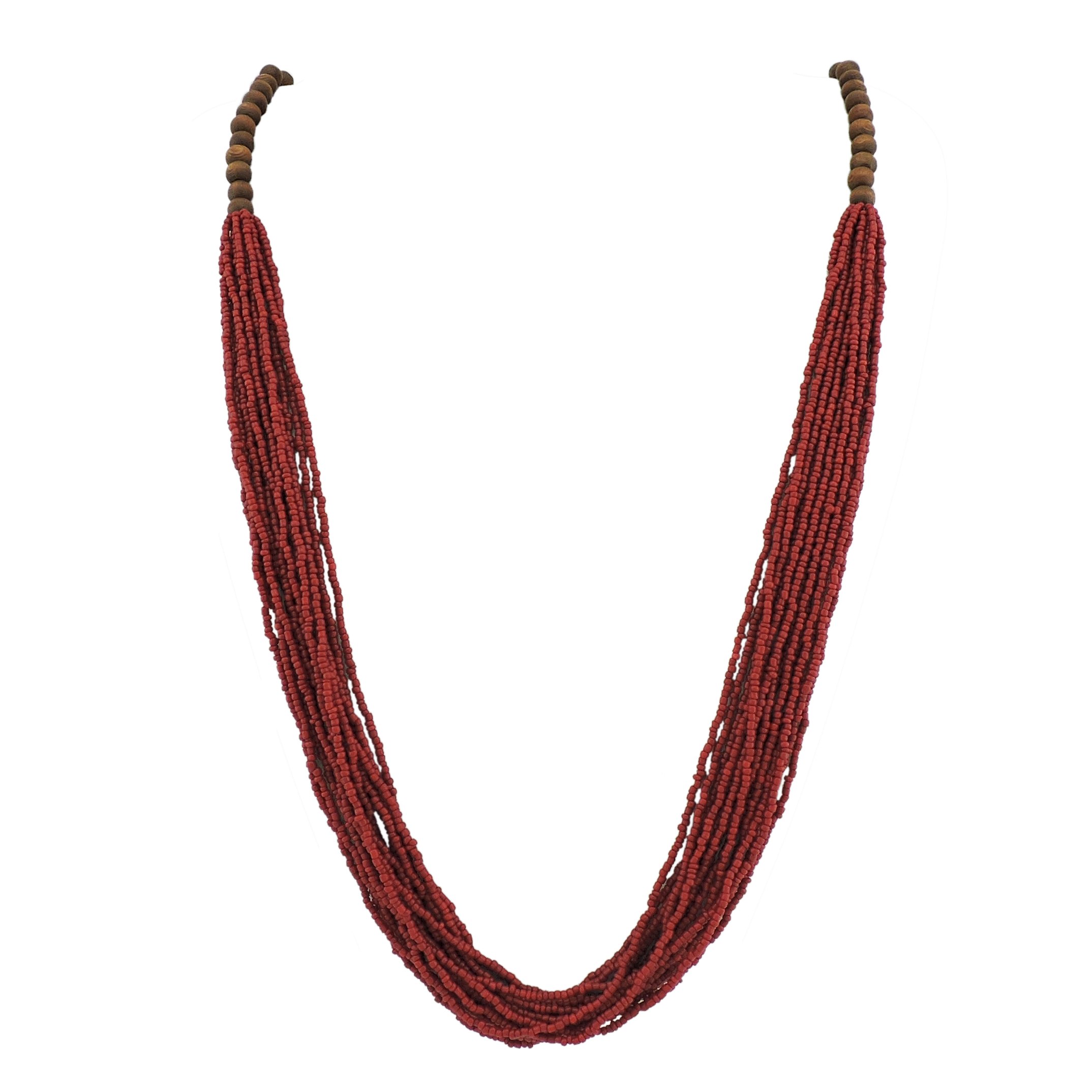 Bocar Long Multiple Row Handmade Beaded Statement Necklace with Gift Box (NK-10407-Wine)