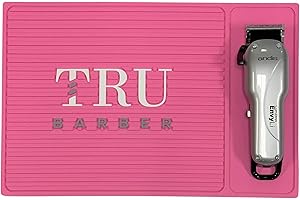 TRU BARBER MAT 13”X 9” (PINK) Flexible PVC Station Mat, Professional Mat, Salon and Barbershop work Station pads, Beauty salon tools hair stylist, Counter mat for clippers, Anti-slip