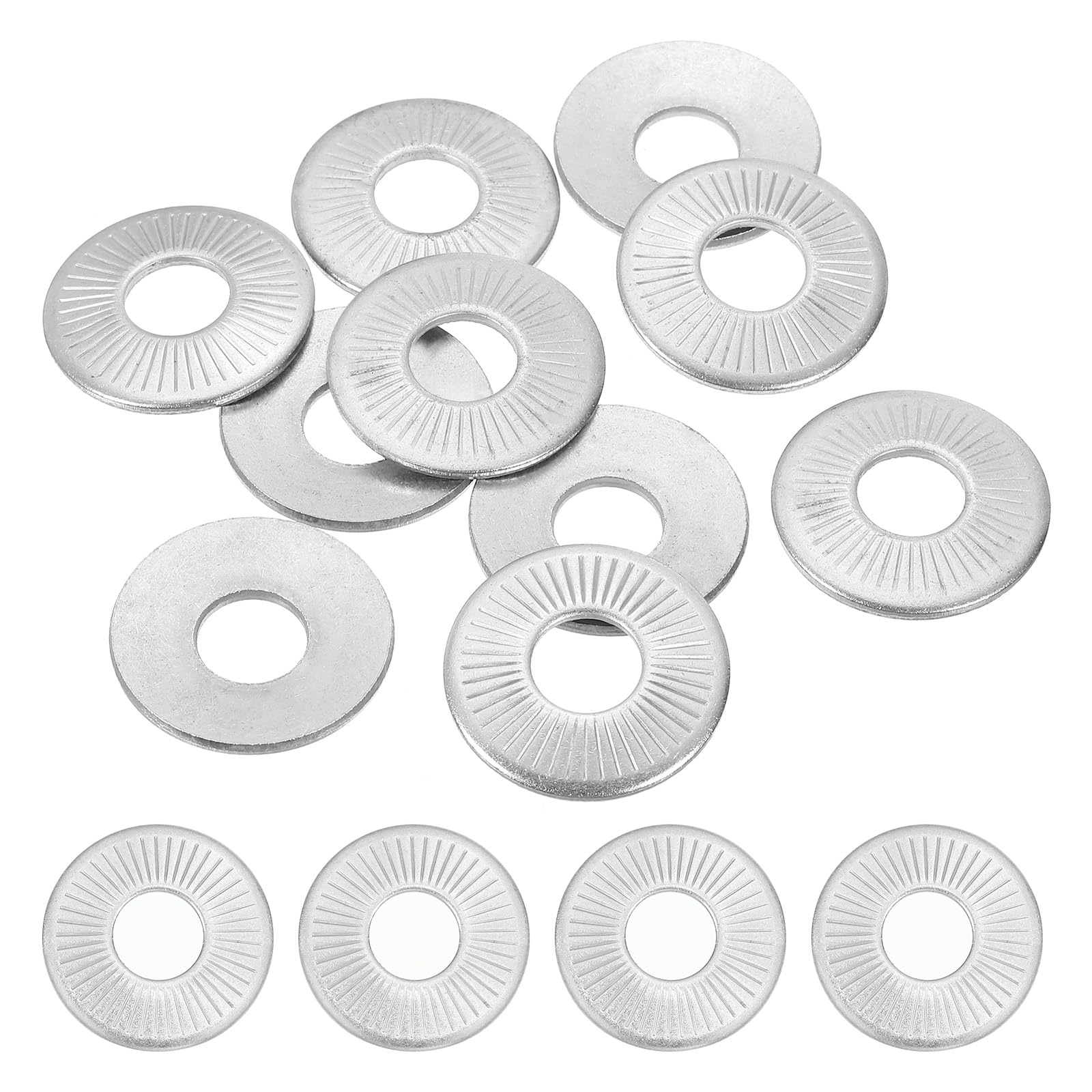 PATIKIL 304 Stainless Steel Flat Washers, 10 Pack M10x27mm Belleville Spring Disc Washer Conical Knurled Metric Gasket for Automotive Industrial Construction
