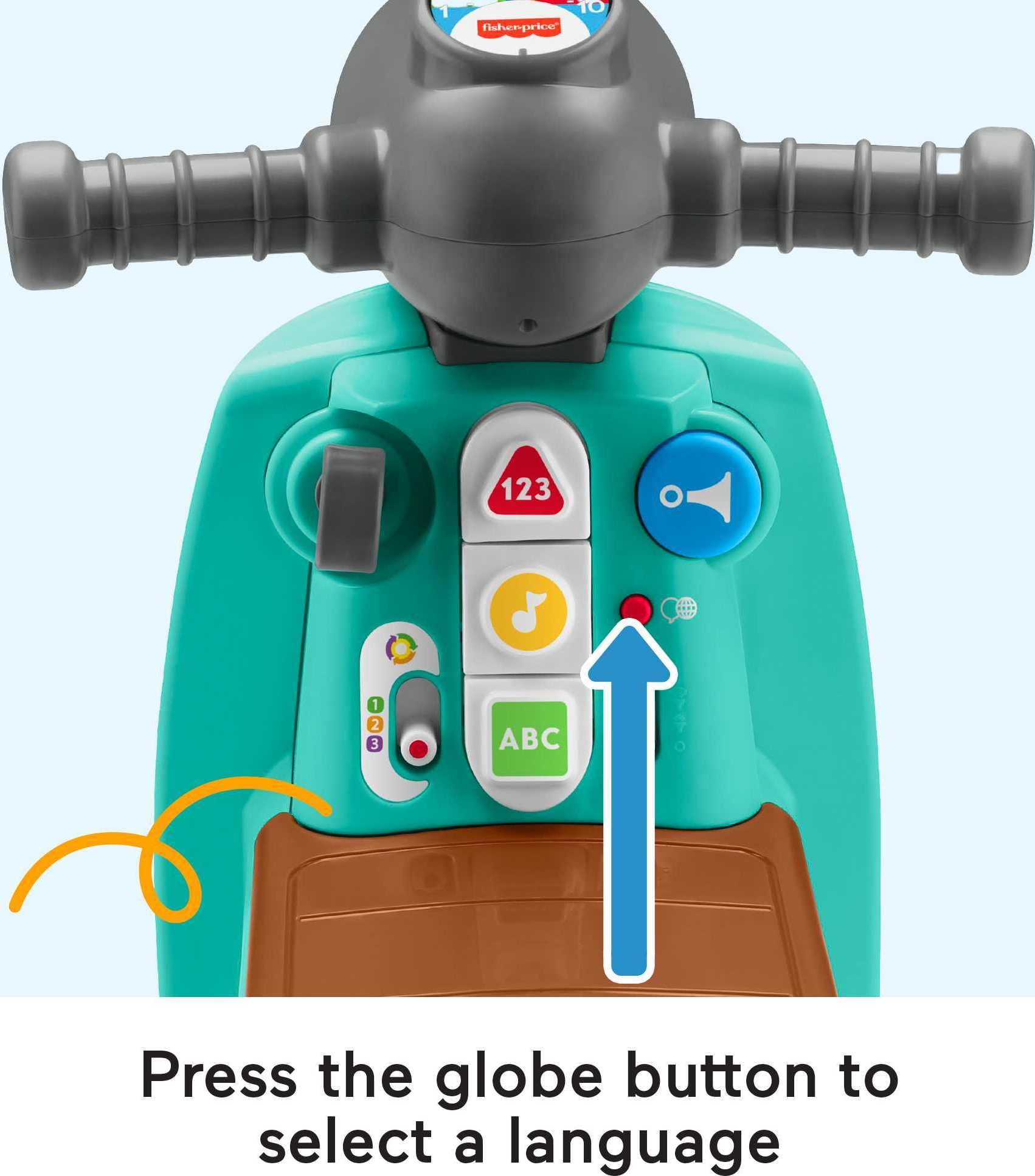 Fisher-Price Toddler Ride-On Toy Laugh & Learn Smart Stages Cruise Along Scooter with Lights Music & Learning for Infants Ages 1+ Years (Amazon Exclusive)