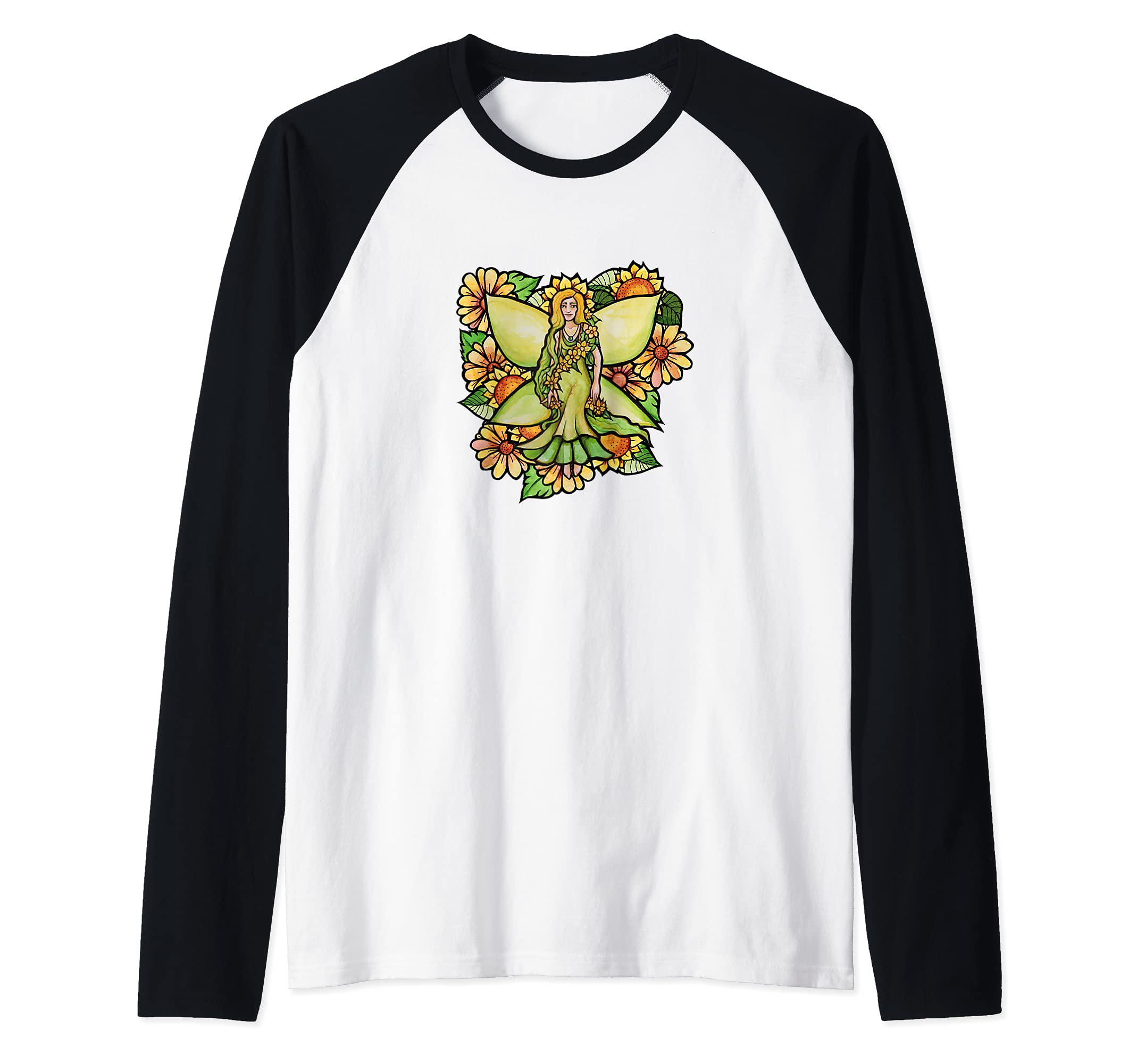 Garden Fairy Faerie Garden Raglan Baseball Tee